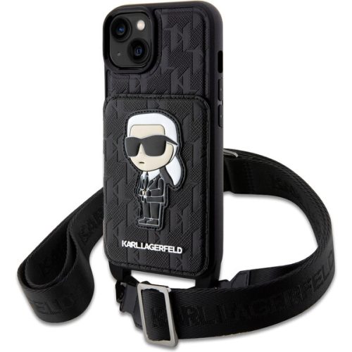 Karl Lagerfeld Saffiano Monogram Crossbody Ikonik NFT Kryt pro iPhone 14 černý Karl Lagerfeld