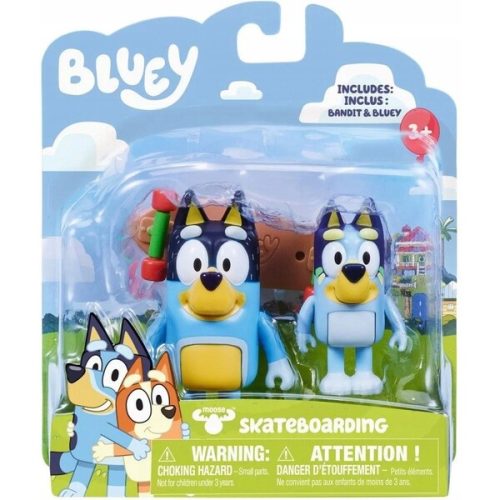 Figurky Bluey - Bluey & Bandit on skateboard TM Toys