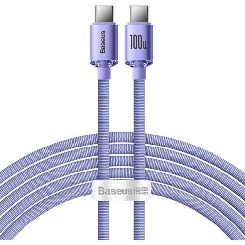 Baseus Crystal Shine Series kabel USB-C/USB-C (100W) 2m fialový BASEUS