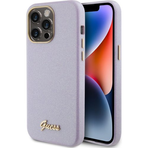 Guess PU Glitter Full Wrapped kryt iPhone 15 Pro Max fialový Guess