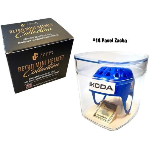 Replika Retro Mini Helmet - Pavel Zacha #14 (limitovaná edice /99) Legendary Cards