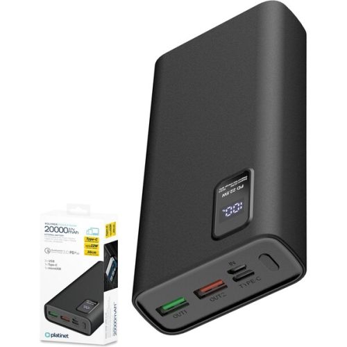 Platinet PowerBank 20000mAh PD 3.0/QC 3.0 černá Platinet