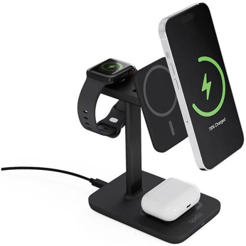 Spello 3in1 magnetická nabíjecí stanice MagSafe kompatibilní černá Spello