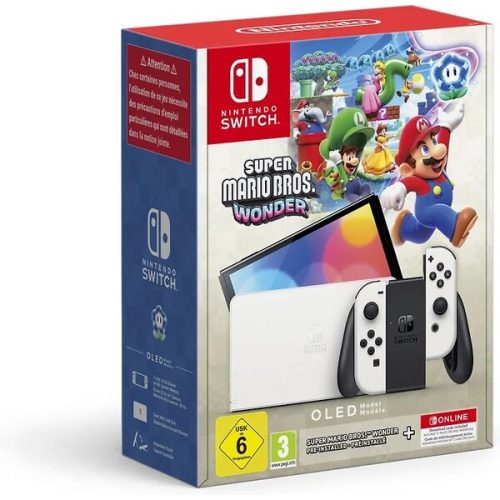 Nintendo Switch OLED bílý + Super Mario Bros. Wonder + 12M NSO Nintendo