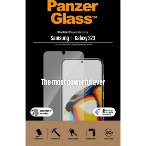 PanzerGlass™ Ultra-Wide Fit Samsung Galaxy S23/S22 s funkčním otiskem prstů a instalačním rámečkem PanzerGlass