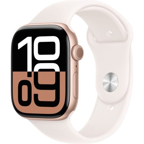 Apple Watch Series 10 42mm Růžově zlatý hliník se světle ruměnným sportovním řemínkem S/M Apple