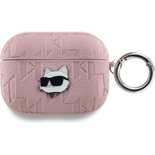 Karl Lagerfeld PU Embossed Choupette Head pouzdro AirPods Pro růžové Karl Lagerfeld