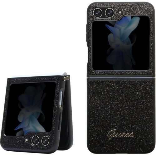 Guess PC/TPU Glitter Flakes Metal Logo kryt Samsung Galaxy Z Flip5 černý Guess