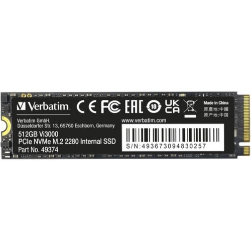 VERBATIM SSD Vi3000 Internal PCIe NVMe M.2 SSD 512GB VERBATIM